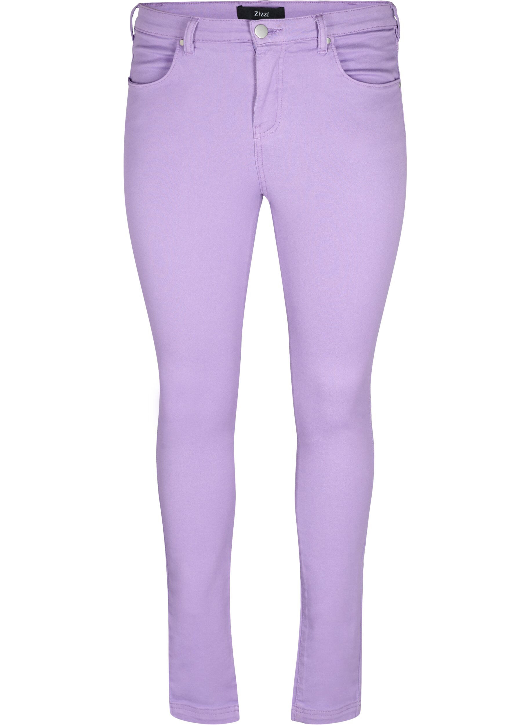 Zizzi H&oslash;jtaljede Amy jeans med super slim fit, Chalk Violet, Packshot image number 0