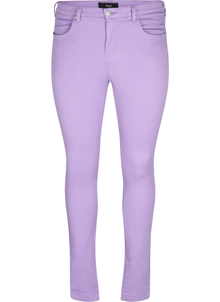 Højtaljede Amy jeans med super slim fit, Chalk Violet, Packshot image number 0