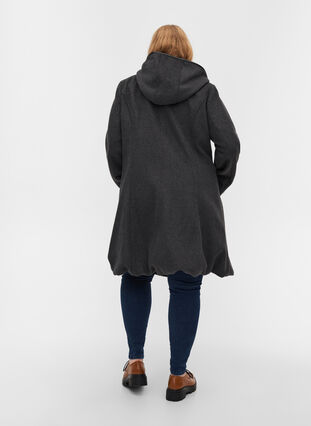 Jakke med uld og hætte, Dark Grey Melange, Model image number 1