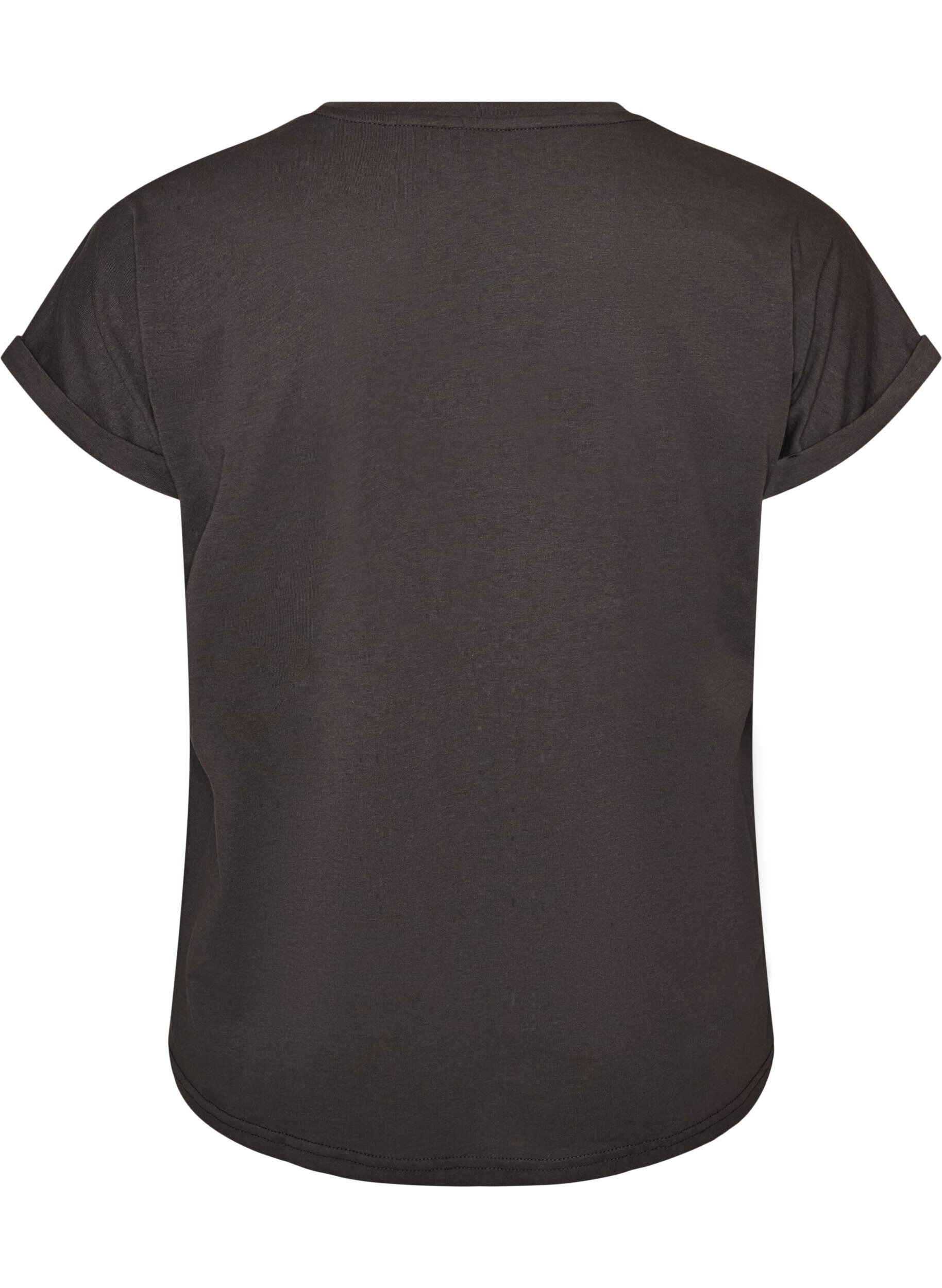 ZizziT-shirt med dekorativt frontprint, Gr&aring;, Packshot image number 1