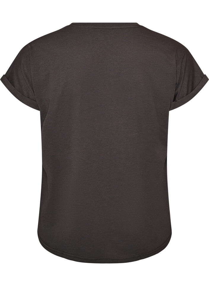 T-shirt med dekorativt frontprint, Gr&aring;, Packshot image number 1
