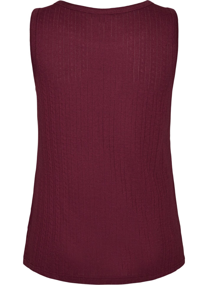 Nattop i &oslash;kologisk bomuld med strukturm&oslash;nster, M&oslash;rk Bordeaux, Packshot image number 1
