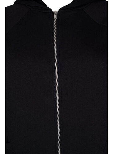 Sweat cardigan med hætte og lommer, Black, Packshot image number 2