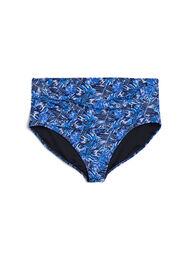 H&oslash;jtaljet bikinitrusse med bladprint, Bl&aring;