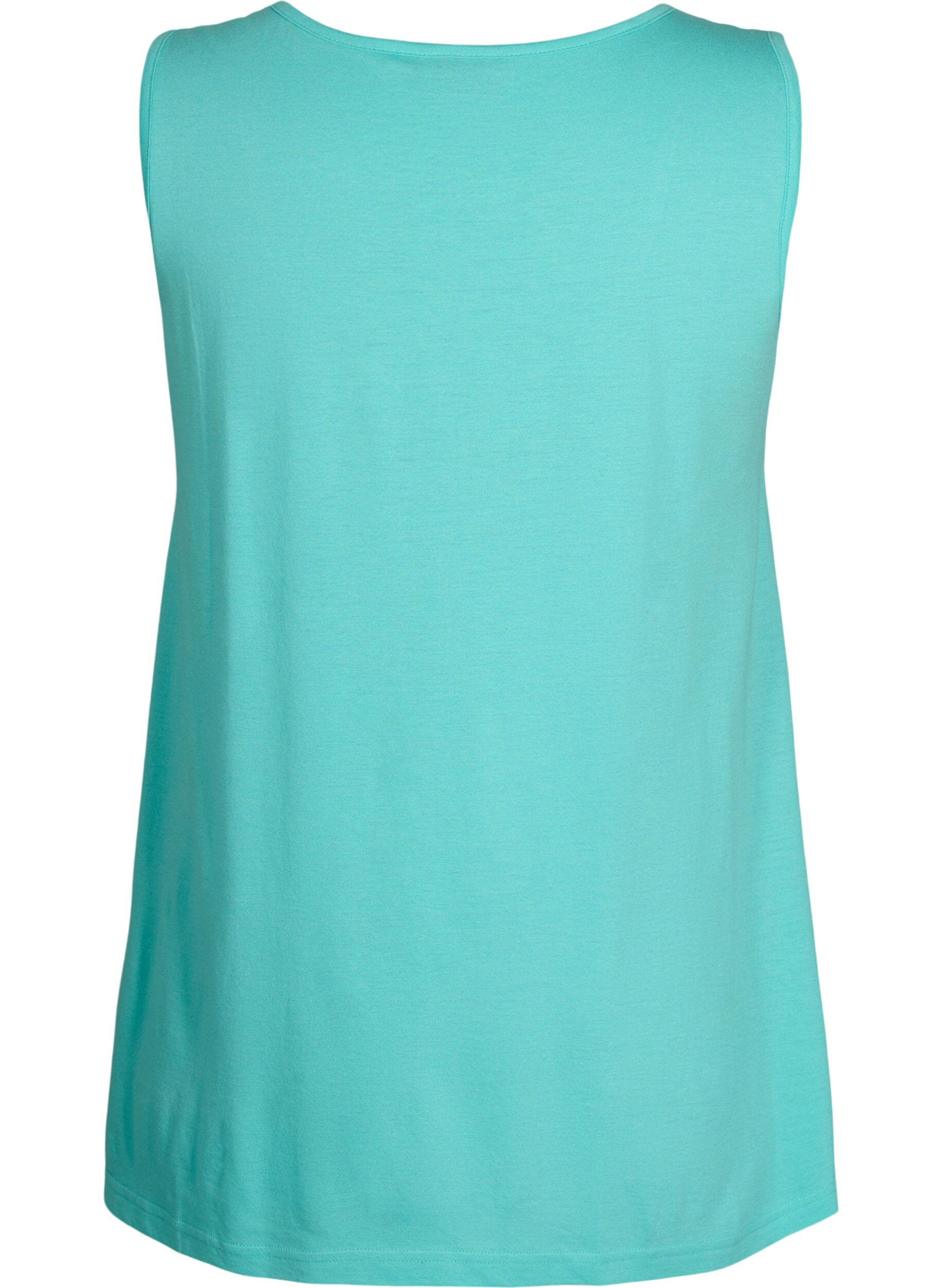 Zizzi Top med a-shape og rund hals, Turquoise, Packshot image number 1