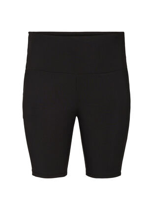Tætsiddende shorts med høj talje og lommer, Black, Packshot image number 0