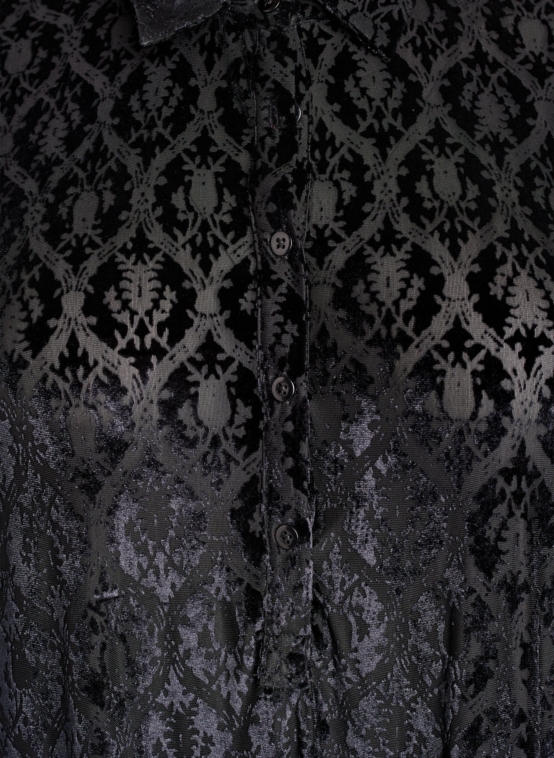 Zizzi Kort kjole med velourm&oslash;nster, Sort, Packshot image number 2