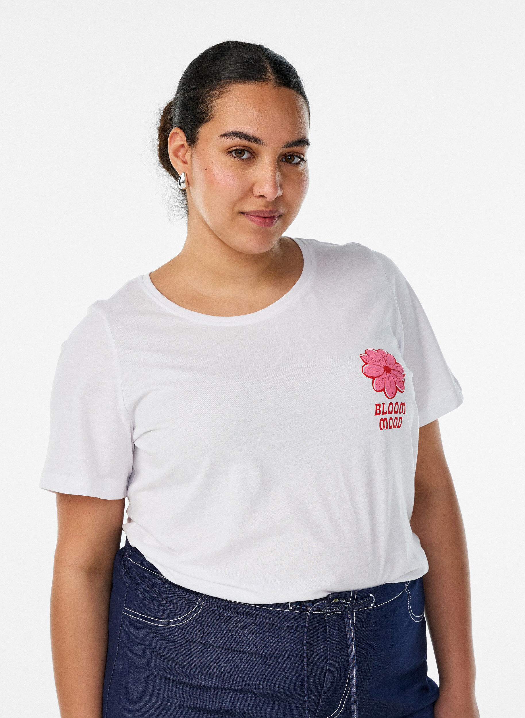 T-shirt med motiv, Hvid, Model