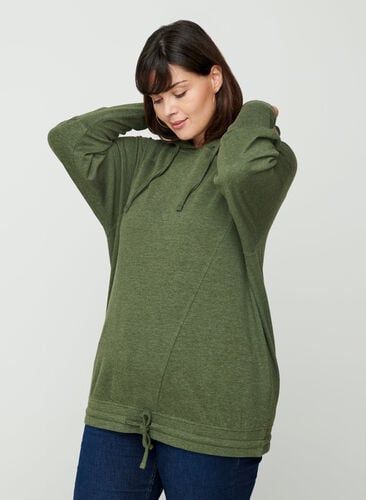 Sweatshirt med justerbar bund, Rifle Green Mel., Model image number 0