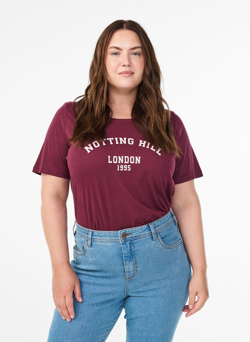 T-shirt med motiv, R&oslash;d, Model image number 0