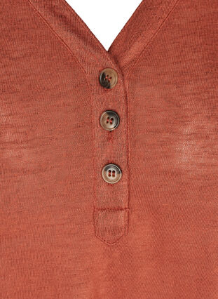 Kortærmet t-shirt med knapper , Burnt Brick, Packshot image number 2