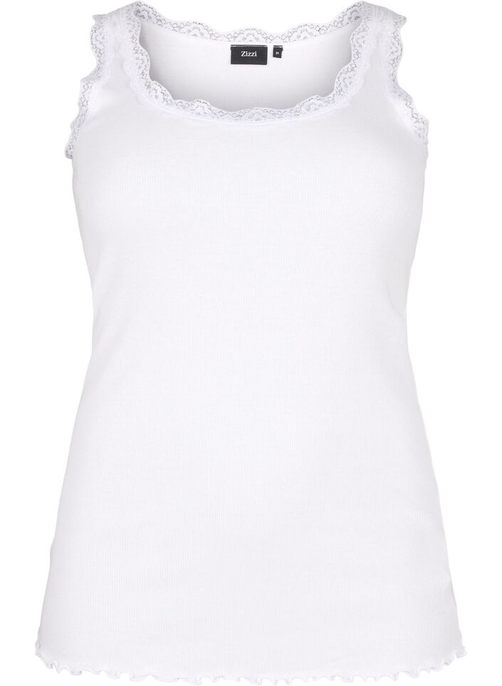 Top med blondekant , Hvid, Packshot image number 0