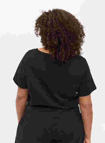 Bomulds t-shirt med korte ærmer, Black, Model image number 1