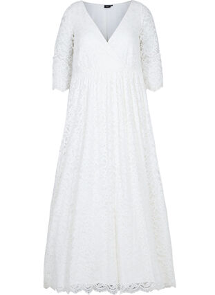 Blonde brudekjole med 3/4 ærmer, Star White, Packshot image number 0