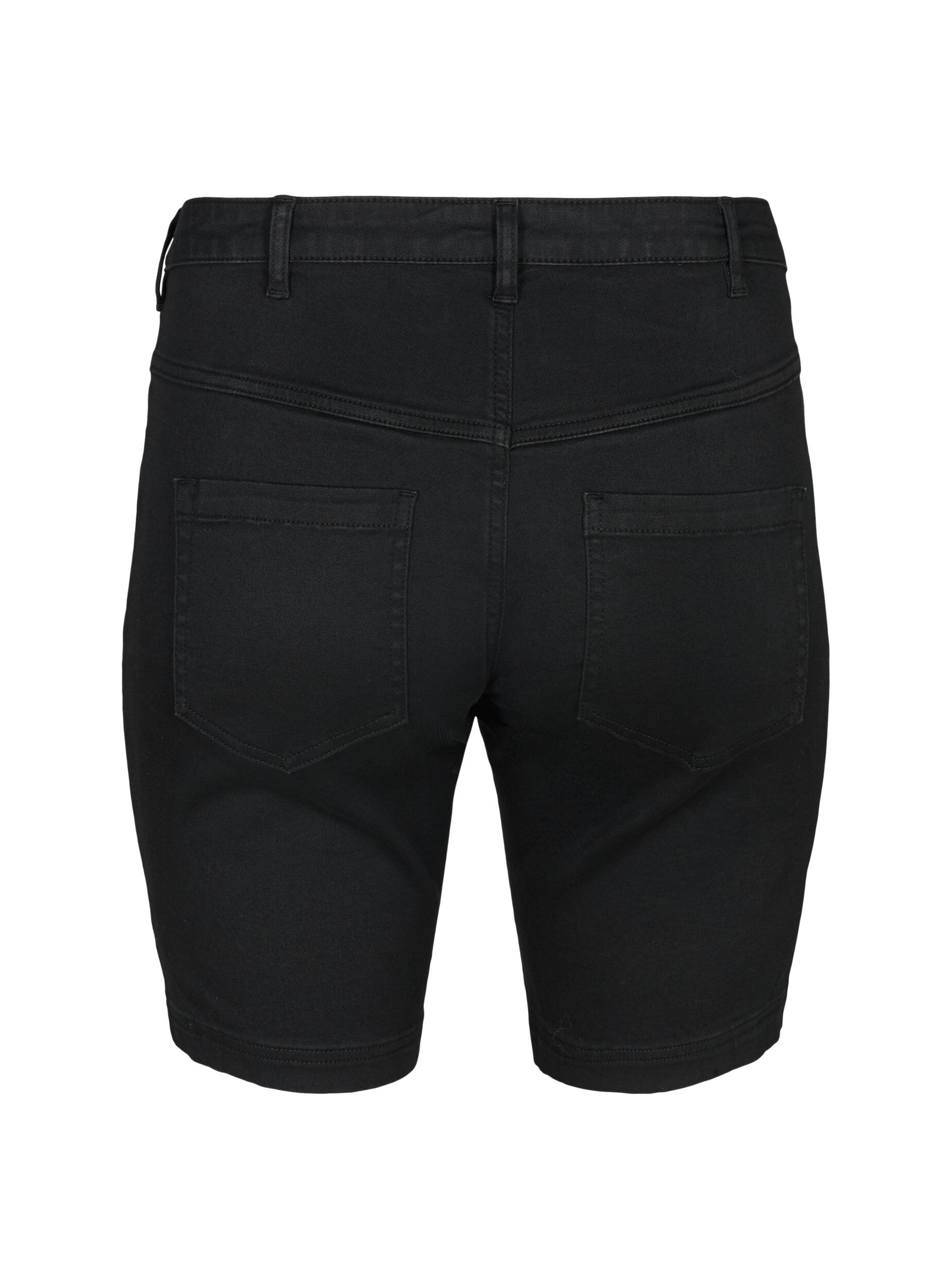 Zizzi Slim fit Emily shorts med regul&aelig;r talje, Sort, Packshot image number 1