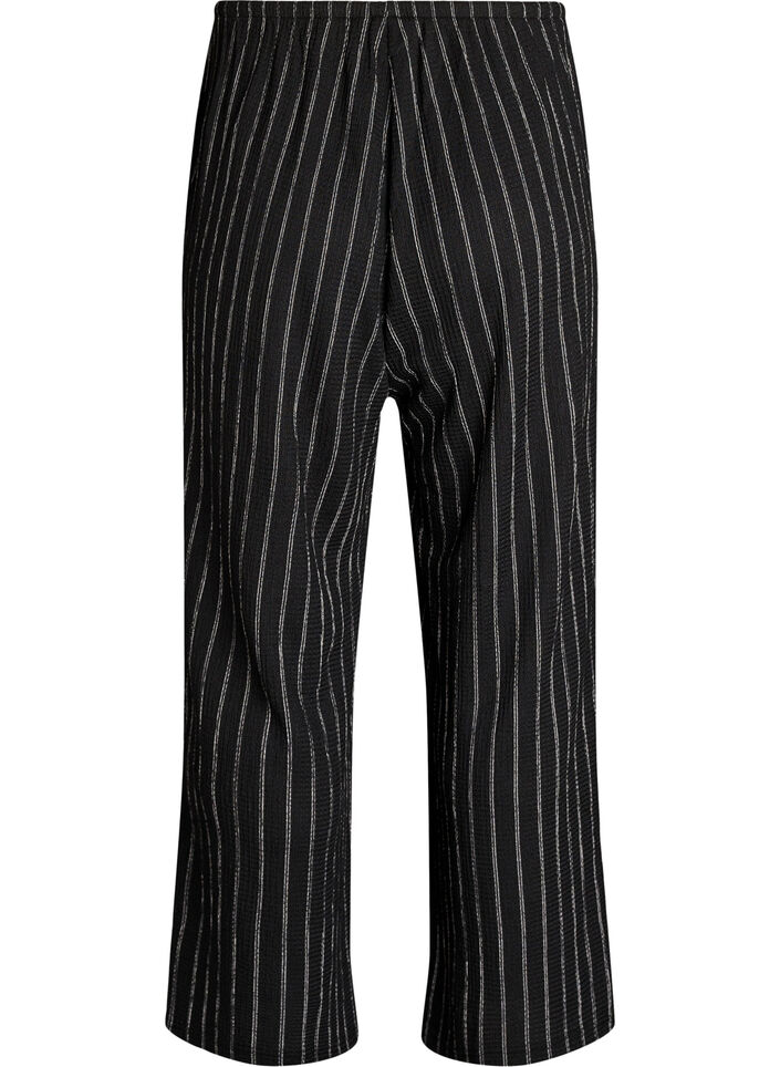 Bukser i let strukturkvalitet med brede ben, Sort, Packshot image number 1