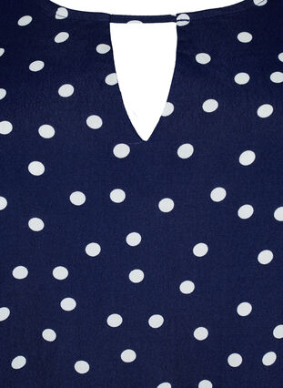 Printet viskose bluse med korte ærmer, Peacoat Dot, Packshot image number 2