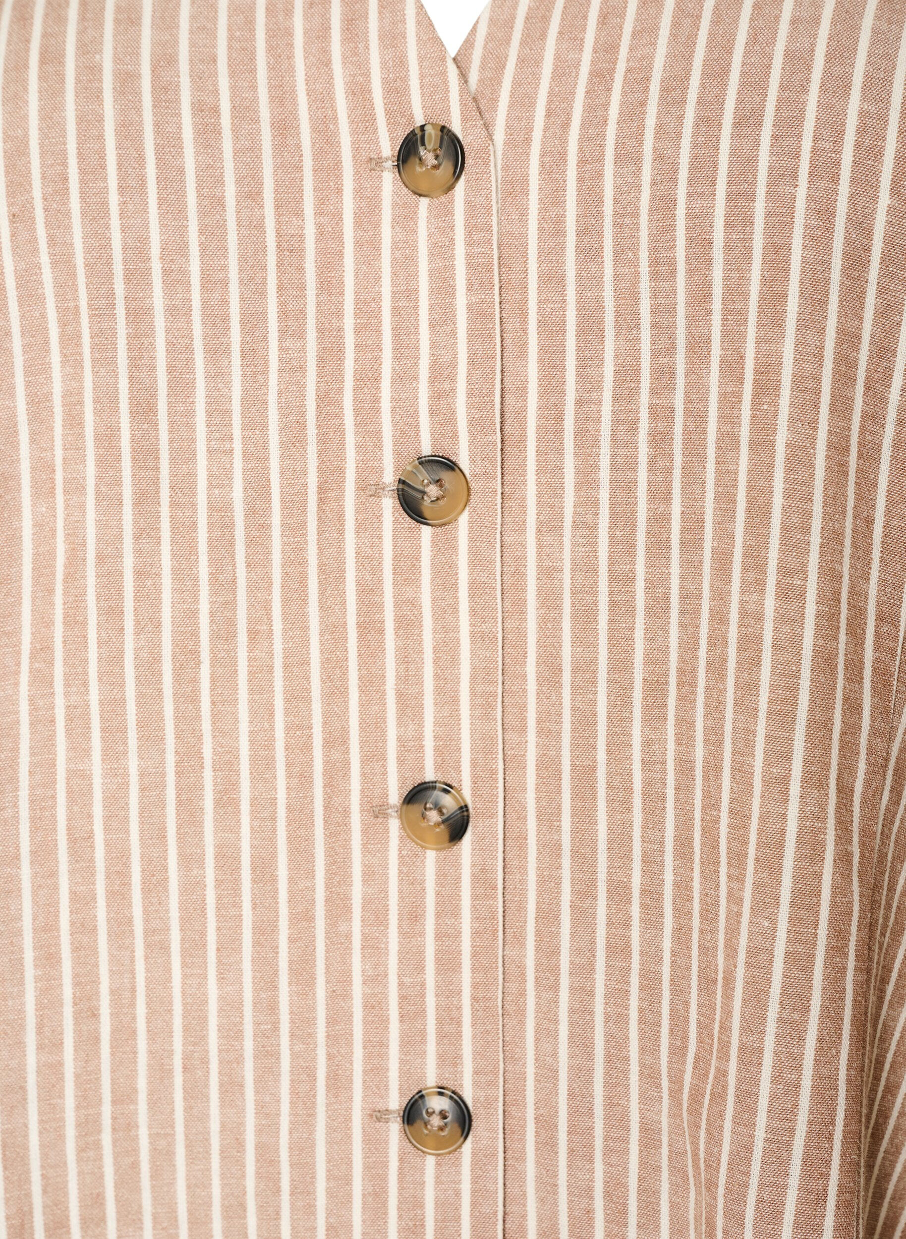 ZizziStribet vest i h&oslash;r og viskose, Beige, Packshot image number 2
