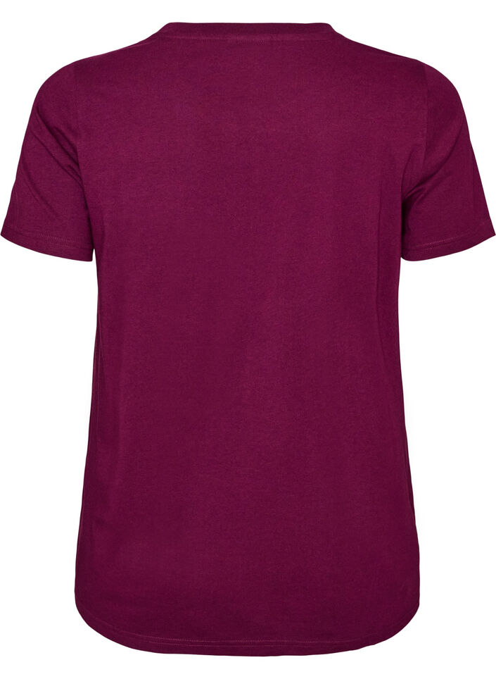 T-shirt i &oslash;kologisk bomuld med velourtekst, Lilla, Packshot image number 1
