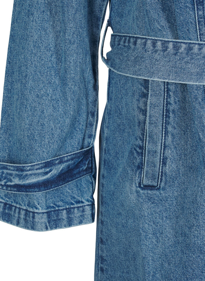 Denim trenchcoat med bælte, Blue Denim, Packshot image number 2