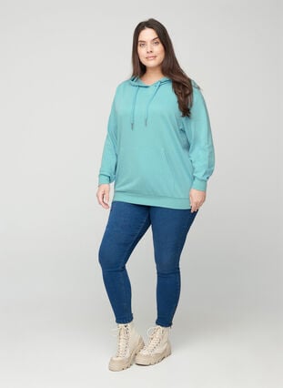 Sweatshirt med hætte og lomme, Cameo Blue, Model image number 2