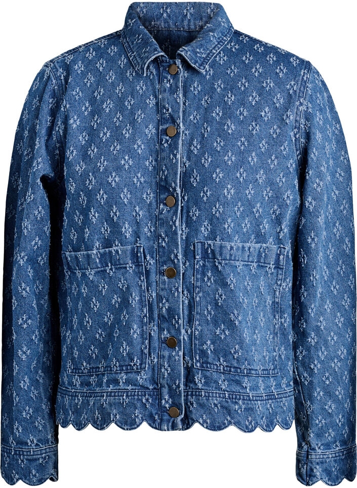 Denimjakke med distressed m&oslash;nster, Bl&aring;, Packshot image number 0