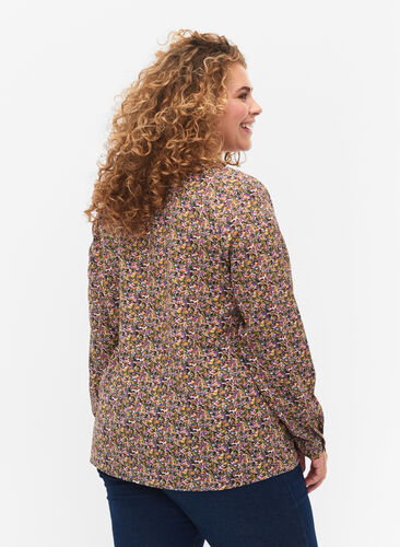 FLASH - Langærmet bluse med print, Multi Ditsy, Model image number 1