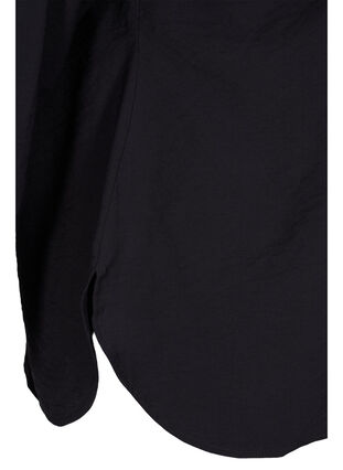 Ensfarvet viskose skjorte med lange ærmer, Black, Packshot image number 3