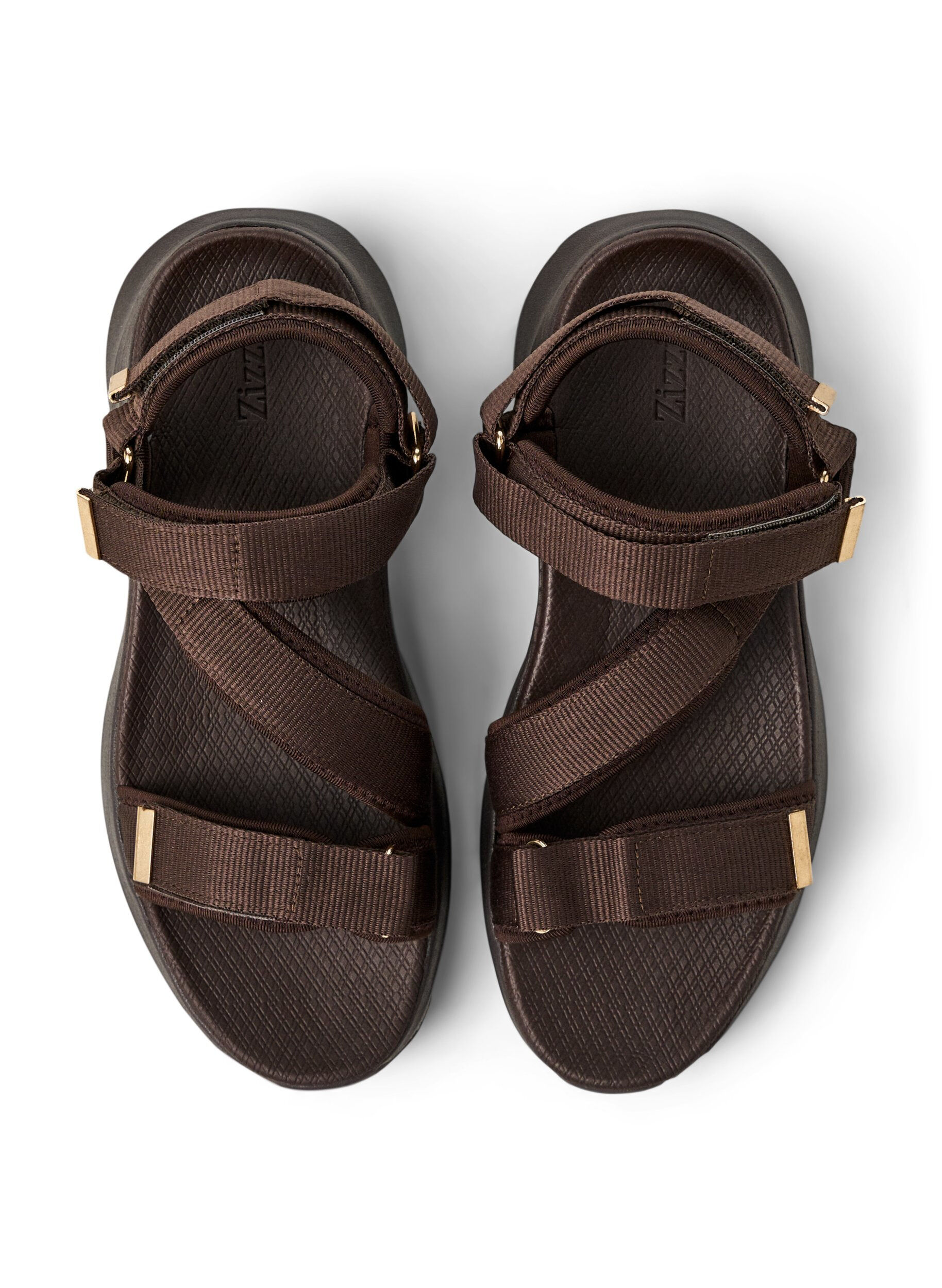 Zizzi Komfortsandal med velcro og svangst&oslash;tte, Brun, Packshot image number 2