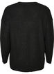 Lang ribstrikket bluse med V-hals, Sort, Packshot image number 1