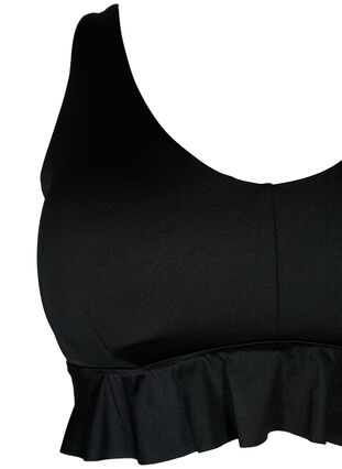 Bikinitop med udtagelige puder og flæsekant, Black, Packshot image number 2