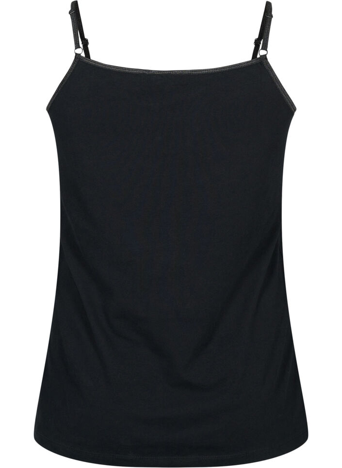 Basis strop top i bomuld, Sort, Packshot image number 1