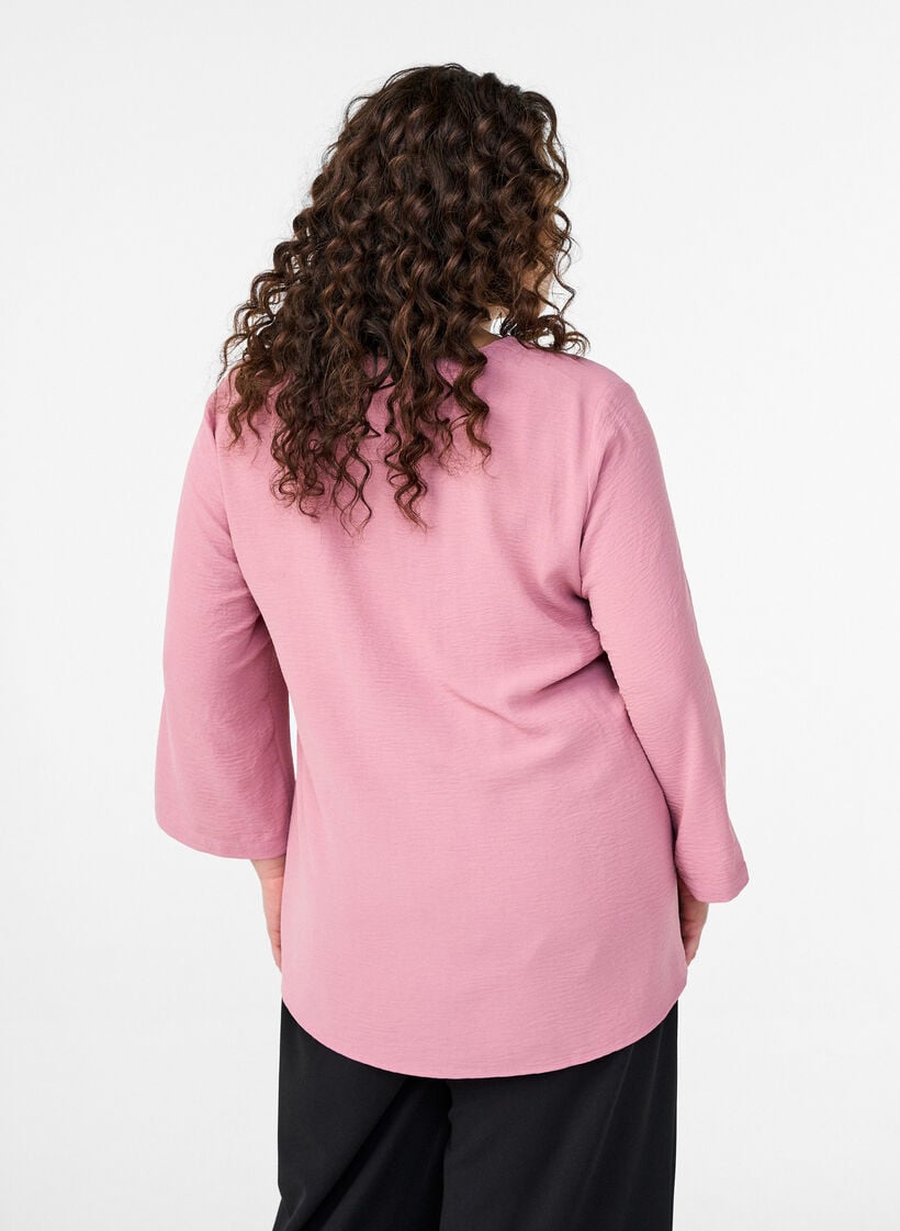 Bluse med 3/4 &aelig;rmer, Lyser&oslash;d, Model image number 2