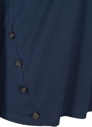 T-shirt med knapper i økologisk bomuld, Black Iris, Packshot image number 3