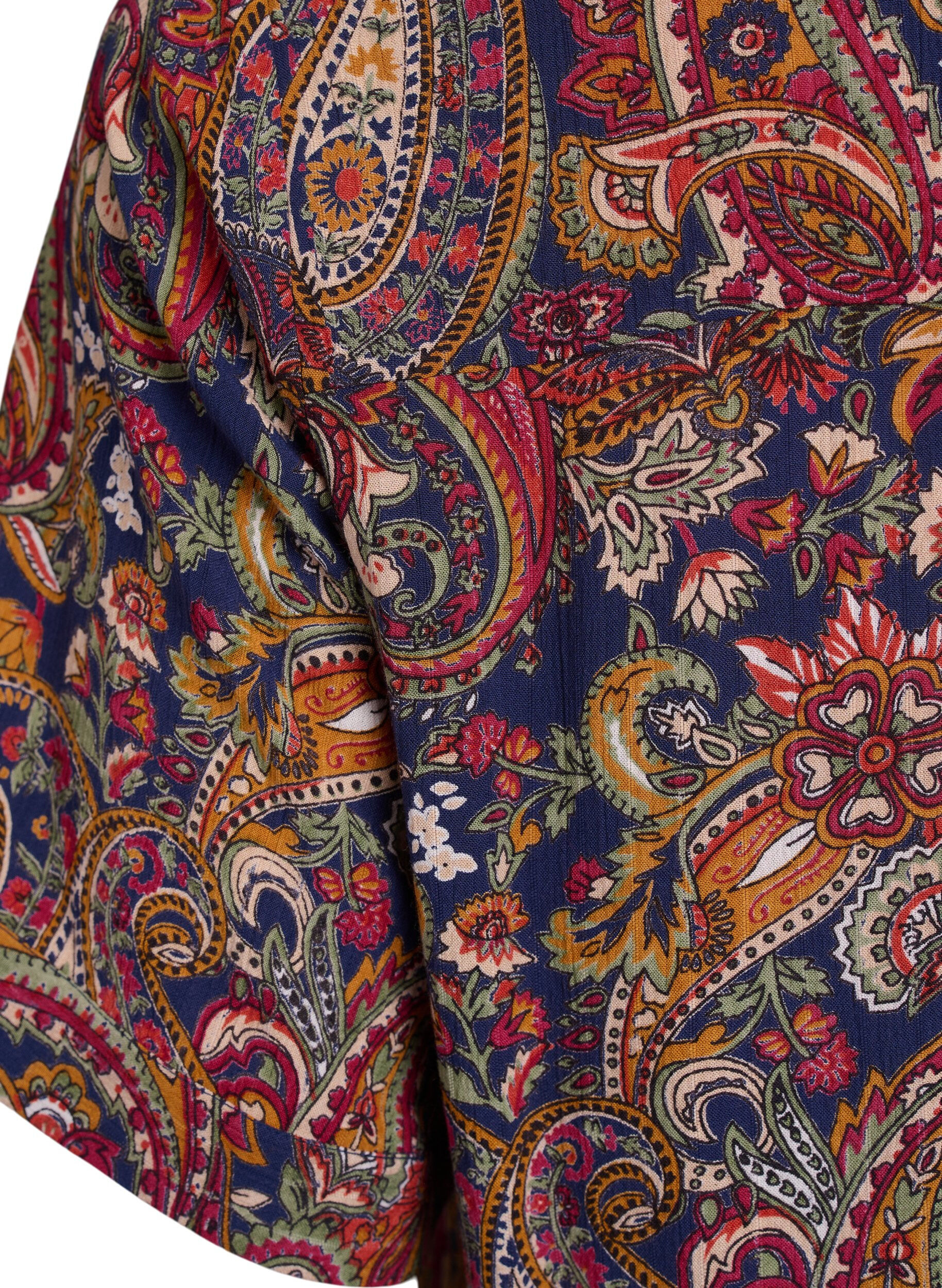 Zizzi Tunika med korte &aelig;rmer og paisleyprint, Bl&aring;, Packshot image number 3