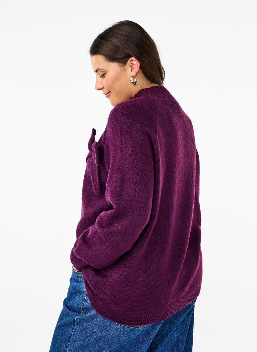 Strikbluse med sløjfe detalje, Potent P. Black Mel., Model image number 1