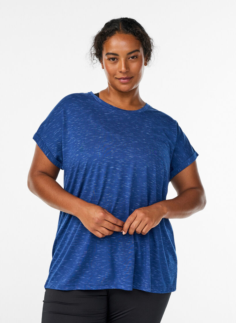 L&oslash;s tr&aelig;nings t-shirt med korte &aelig;rmer, Bl&aring;, Model image number 0