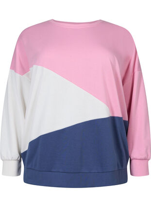 Sweatshirt med color-block, C. Pink C. Blocking, Packshot image number 0