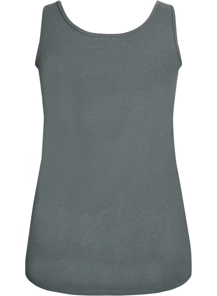 Ensfarvet basis top i bomuld, Gr&oslash;n, Packshot image number 1
