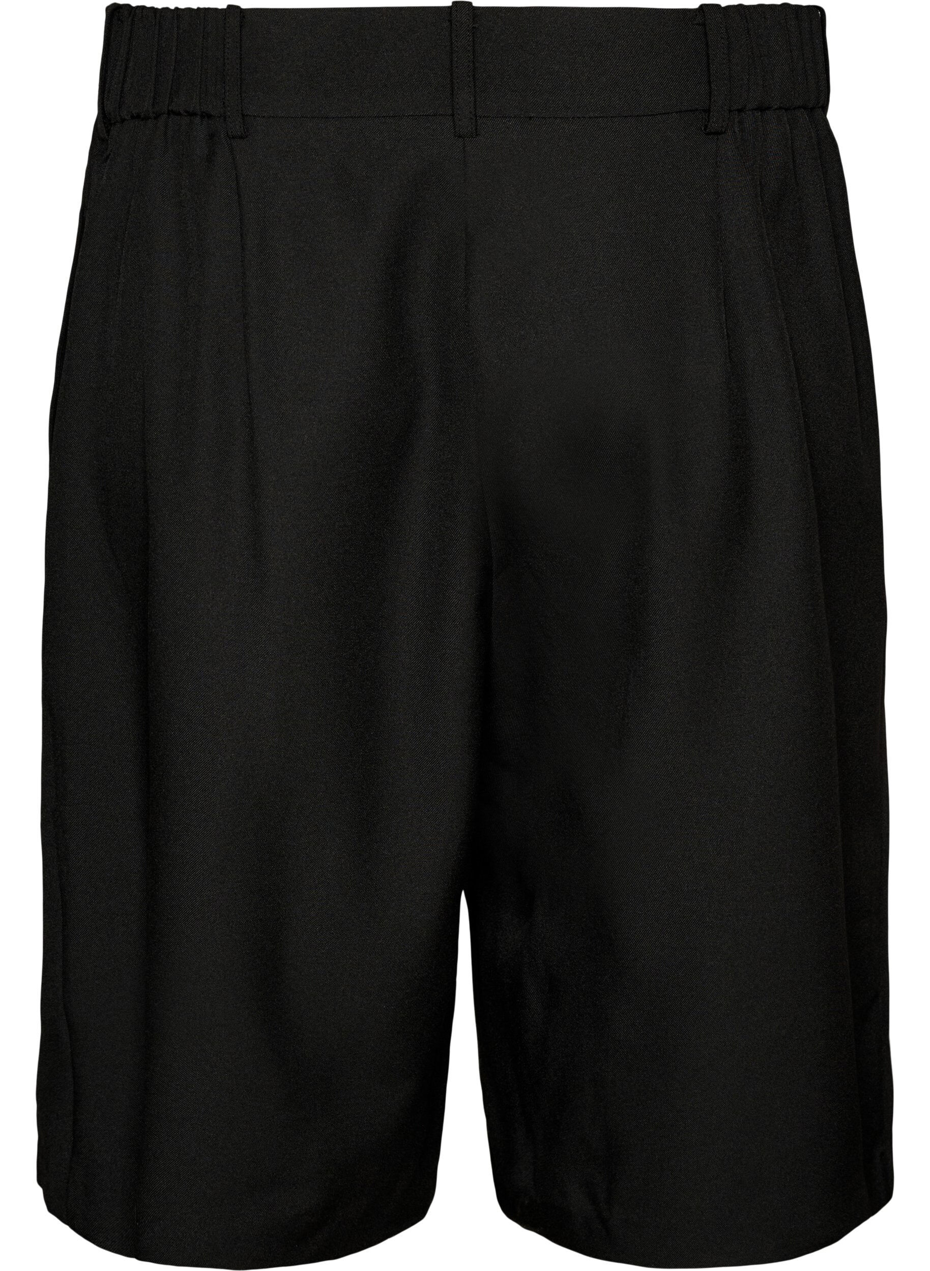 ZizziL&oslash;se bermudashorts med h&oslash;j talje, Sort, Packshot image number 1