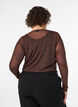 Transparent meshbluse med rhinsten, Brun, Model image number 2