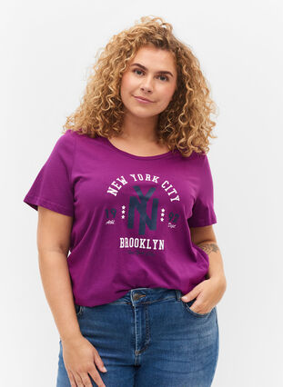 Bomulds t-shirt med tryk, Grape Juice, Model image number 0