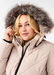 Lang vinterjakke med h&aelig;tte og imiteret pelskrave, Beige, Model image number 4