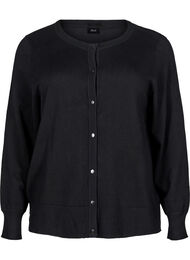 Strikket cardigan med knapper i viskosemix, Black