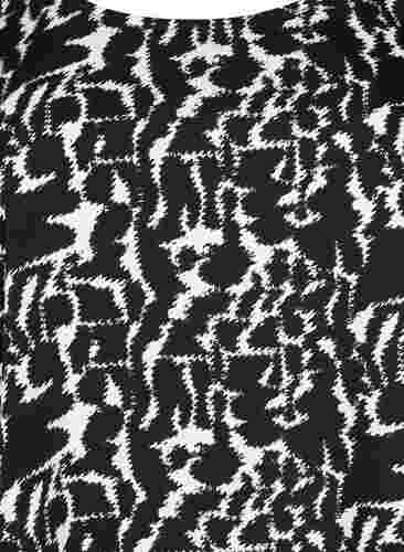 FLASH - Bluse med korte ærmer og print, Black White AOP, Packshot image number 2