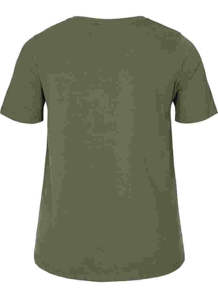 Basis t-shirt med v-hals, Thyme, Packshot image number 1