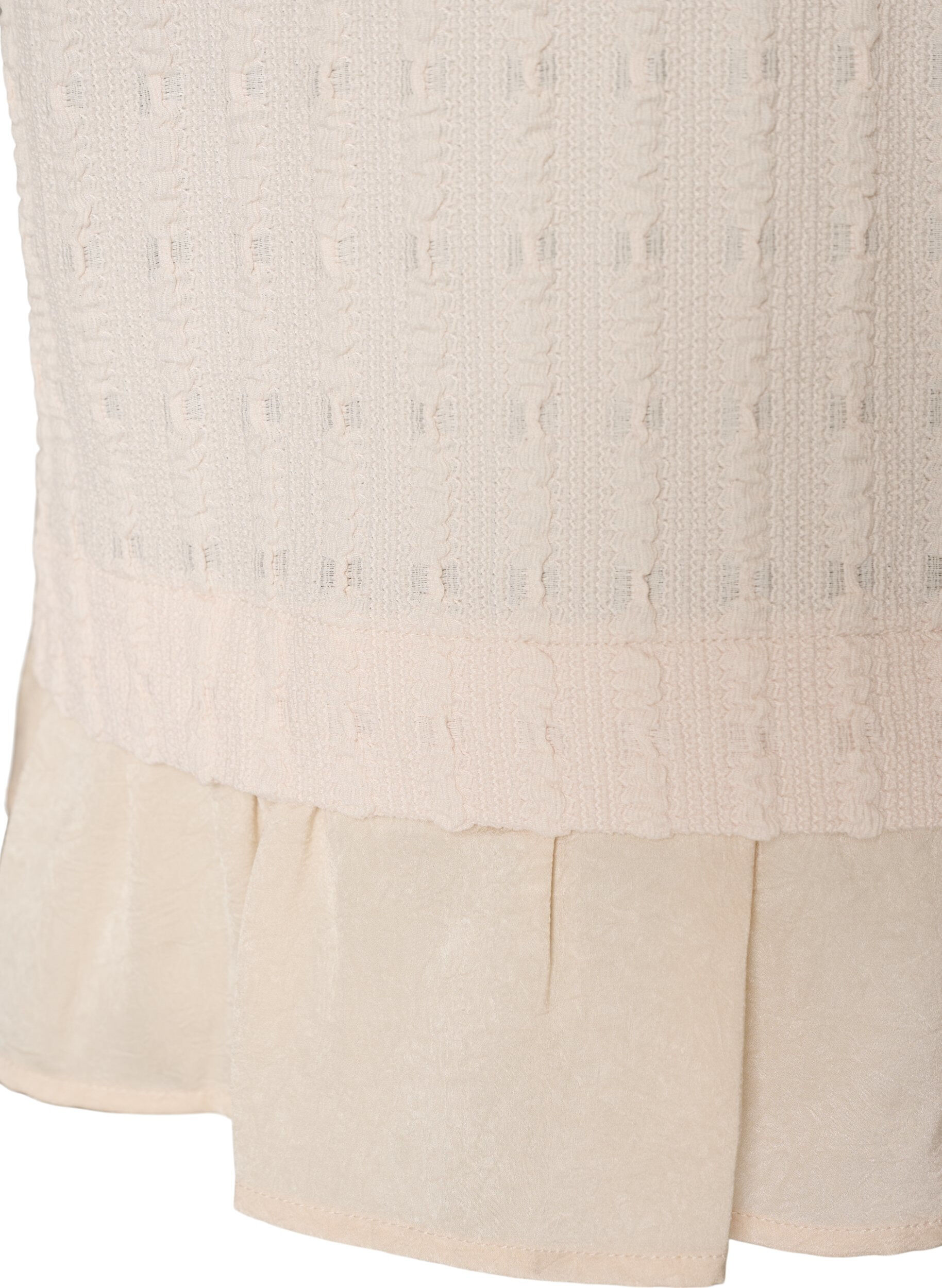 ZizziStruktureret bluse med fl&aelig;sekant, Vanilla, Packshot image number 3