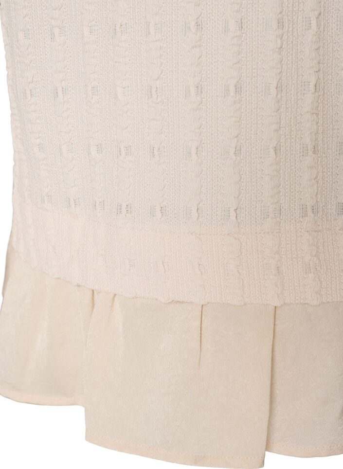 Struktureret bluse med fl&aelig;sekant, Vanilla, Packshot image number 3
