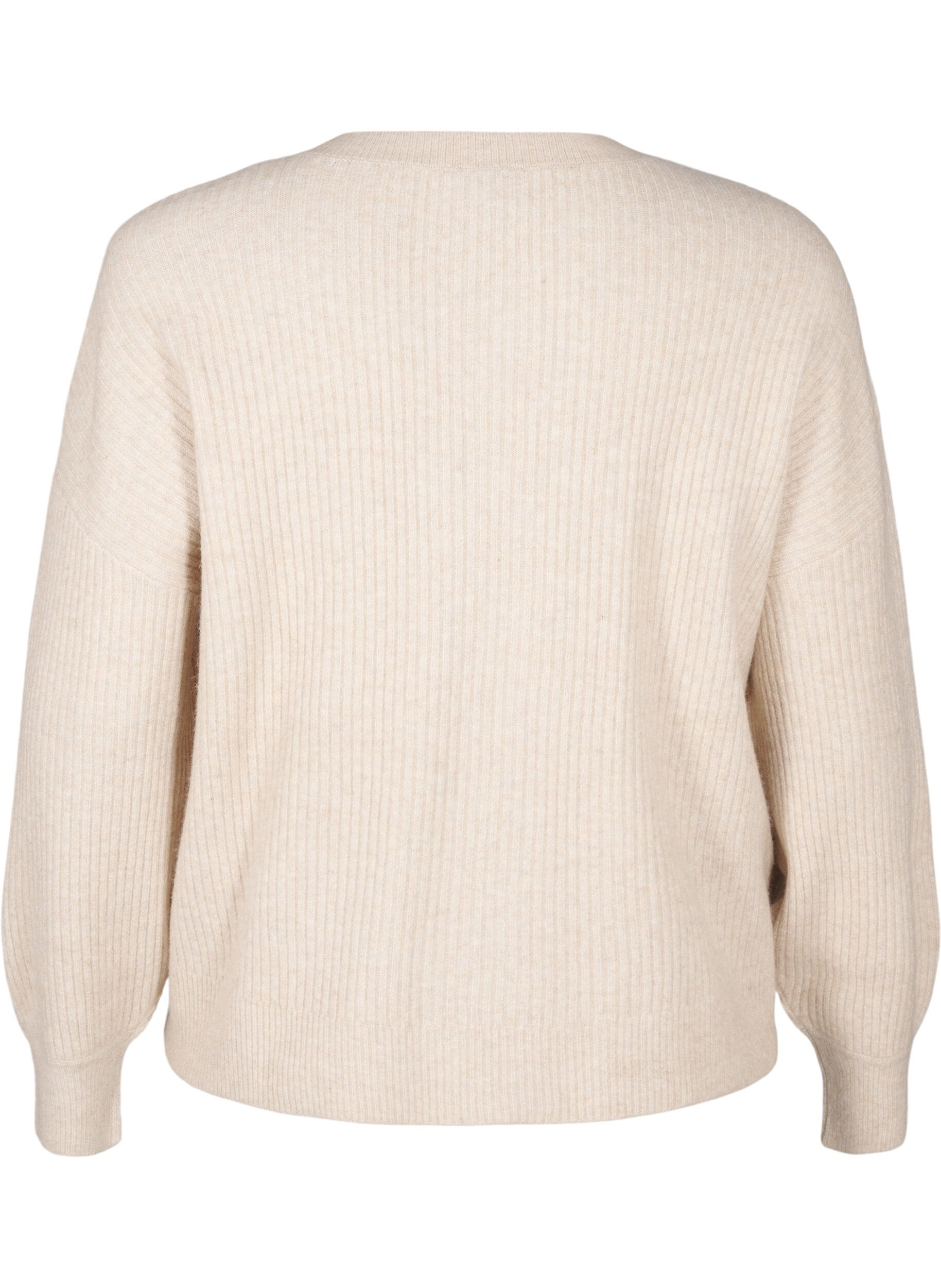 Zizzi Ribstrikket cardigan med knapper, Beige, Packshot image number 1