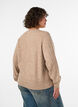 Cardigan med kabelstrik og perleknapper, Beige, Model image number 2